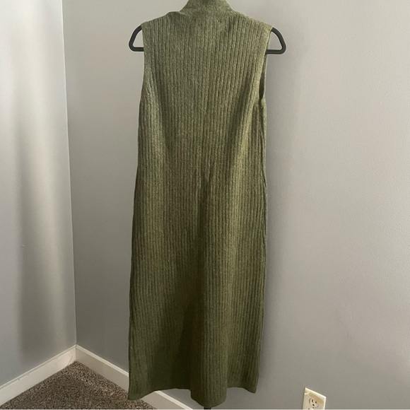 NWT Zara Soft Feel Sleeveless Dark Green Dress Alpaca Wool Blend Size Large - Picture 4 of 7